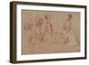 Studies of a Flute-Player and Two Women, 1717-Jean-Antoine Watteau-Framed Giclee Print