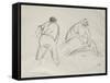 Studies of a Male and a Female Harvester-Camille Pissarro-Framed Stretched Canvas