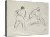 Studies of a Male and a Female Harvester-Camille Pissarro-Stretched Canvas