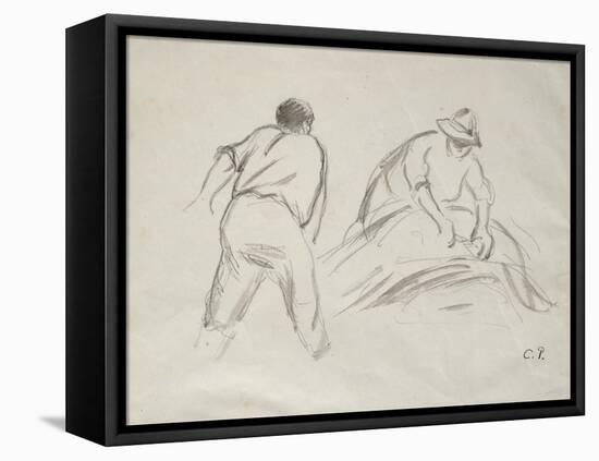 Studies of a Male and a Female Harvester-Camille Pissarro-Framed Stretched Canvas