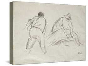 Studies of a Male and a Female Harvester-Camille Pissarro-Stretched Canvas