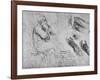 Studies of a Old Man Seated and of Swirling Water', c1480 (1945)-Leonardo Da Vinci-Framed Giclee Print