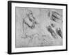 Studies of a Old Man Seated and of Swirling Water', c1480 (1945)-Leonardo Da Vinci-Framed Giclee Print