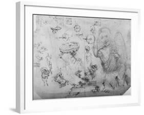 'Studies of an Angel, of Horsemen and of Other Figures', c1480 (1945)-Leonardo Da Vinci-Framed Giclee Print