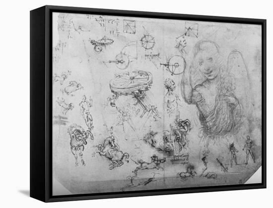 'Studies of an Angel, of Horsemen and of Other Figures', c1480 (1945)-Leonardo Da Vinci-Framed Stretched Canvas