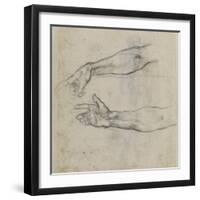 Studies of an Outstretched Arm for the Fresco the Drunkenness of Noah, C.1508-Michelangelo Buonarroti-Framed Giclee Print