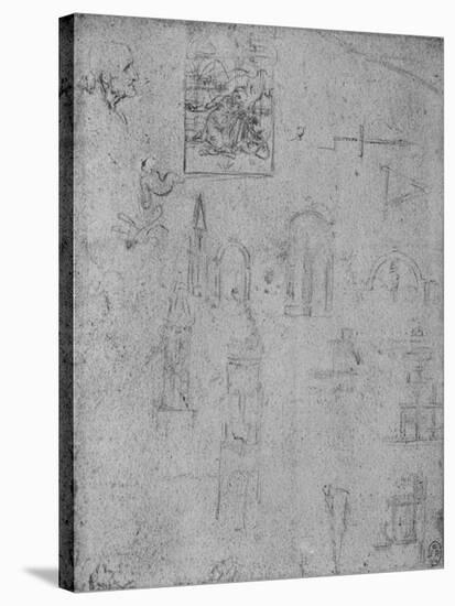 'Studies of Architecture and of a Virgin Adoring the Infant Christ', c1480 (1945)-Leonardo Da Vinci-Stretched Canvas