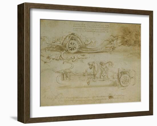 Studies of Assault Wagons Fitted with Scythes-Leonardo da Vinci-Framed Giclee Print