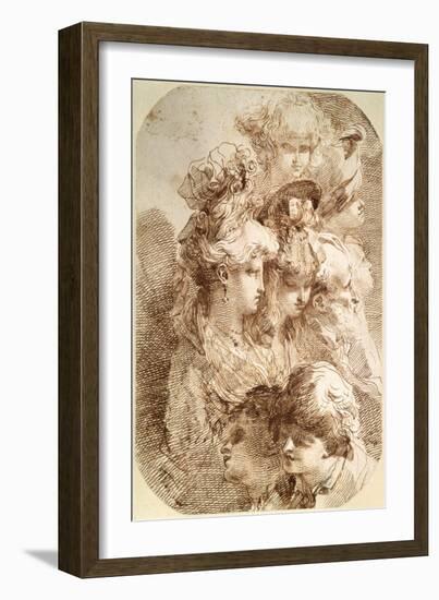 Studies of Eight Heads, Late 18th or Early 19th Century-Mauro Gandolfi-Framed Giclee Print