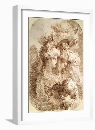 Studies of Eight Heads, Late 18th or Early 19th Century-Mauro Gandolfi-Framed Giclee Print