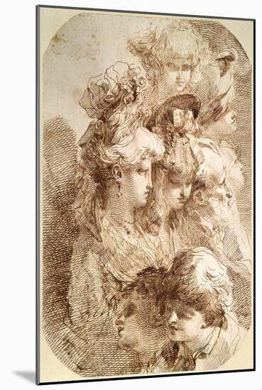 Studies of Eight Heads, Late 18th or Early 19th Century-Mauro Gandolfi-Mounted Giclee Print