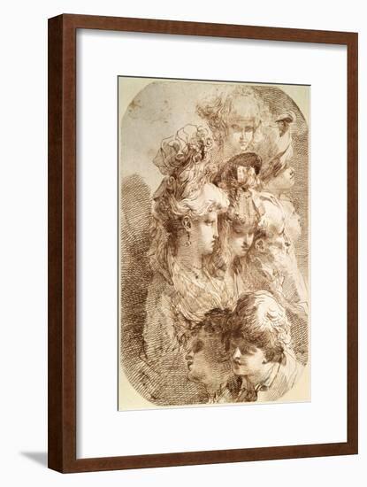 Studies of Eight Heads, Late 18th or Early 19th Century-Mauro Gandolfi-Framed Giclee Print