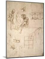 Studies of Figures and of Machinery-Leonardo da Vinci-Mounted Giclee Print