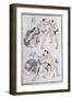 Studies of Gestures and Postures of Wrestlers, from a Manga (Colour Woodblock Print)-Katsushika Hokusai-Framed Giclee Print