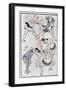 Studies of Gestures and Postures of Wrestlers, from a Manga (Colour Woodblock Print)-Katsushika Hokusai-Framed Giclee Print