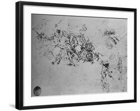 'Studies of Horsemen Fighting and of Footsoldiers', c1480 (1945)-Leonardo Da Vinci-Framed Giclee Print