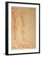 Studies of Legs and Arms (Red Chalk on Paper)-Michelangelo Buonarroti-Framed Giclee Print