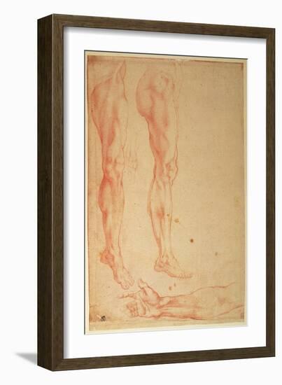 Studies of Legs and Arms (Red Chalk on Paper)-Michelangelo Buonarroti-Framed Giclee Print