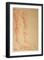 Studies of Legs and Arms (Red Chalk on Paper)-Michelangelo Buonarroti-Framed Giclee Print