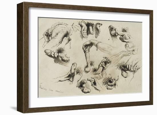 Studies of Masturbation, Plate 40 of 'Liebe-Mihaly von Zichy-Framed Giclee Print