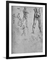 'Studies of Nude Soldier with Sword and Smaller Sketches', c1480 (1945)-Leonardo Da Vinci-Framed Giclee Print