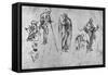'Studies of Single Figures and of a Profile', c1480 (1945)-Leonardo Da Vinci-Framed Stretched Canvas