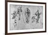 'Studies of Single Figures and of a Profile', c1480 (1945)-Leonardo Da Vinci-Framed Giclee Print