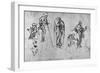 'Studies of Single Figures and of a Profile', c1480 (1945)-Leonardo Da Vinci-Framed Giclee Print