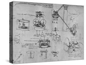 'Studies of Suction Pumps, Archimedes Tubes, Etc.', c1480 (1945)-Leonardo Da Vinci-Stretched Canvas