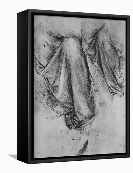 Studies of the Drapery of a Figure Seated to the Left', c1480 (1945)-Leonardo Da Vinci-Framed Stretched Canvas