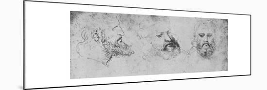 'Studies of the Head of Cesare Borgia from Three Points of View', c1480 (1945)-Leonardo da Vinci-Mounted Giclee Print