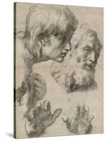 Studies of the Heads of Two Apostles and of their Hands-Raphael-Stretched Canvas