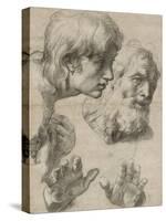 Studies of the Heads of Two Apostles and of their Hands-Raphael-Stretched Canvas