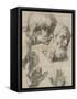 Studies of the Heads of Two Apostles and of their Hands-Raphael-Framed Stretched Canvas