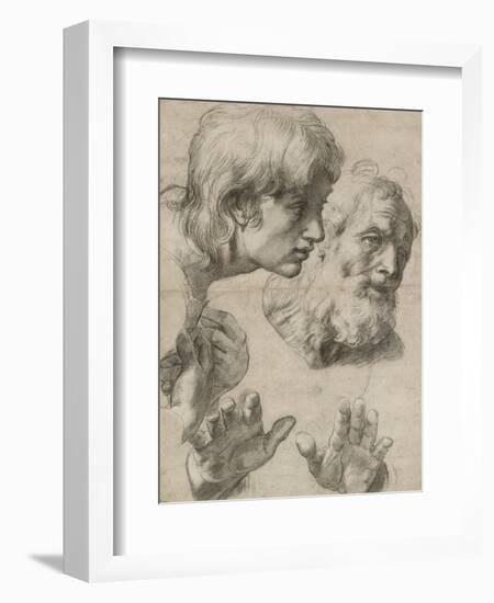 Studies of the Heads of Two Apostles and of their Hands-Raphael-Framed Giclee Print