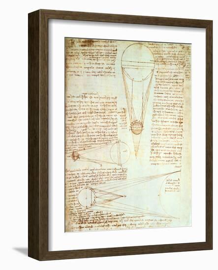 Studies of the Illumination of the Moon, Fol. 1R from Codex Leicester, 1508-1512-Leonardo da Vinci-Framed Giclee Print