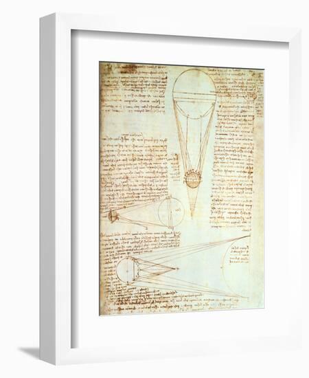 Studies of the Illumination of the Moon, Fol. 1R from Codex Leicester, 1508-1512-Leonardo da Vinci-Framed Premium Giclee Print