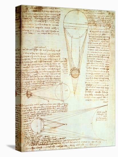 Studies of the Illumination of the Moon, Fol. 1R from Codex Leicester, 1508-1512-Leonardo da Vinci-Stretched Canvas