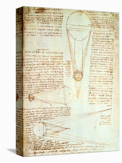 Studies of the Illumination of the Moon, Fol. 1R from Codex Leicester, 1508-1512-Leonardo da Vinci-Stretched Canvas