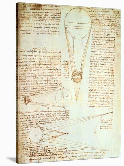 Studies of the Illumination of the Moon, Fol. 1R from Codex Leicester, 1508-1512-Leonardo da Vinci-Stretched Canvas