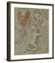 Studies of the Madonna and Child and of Heads (recto); Madonna and Child with Saint John Seated in -Michel Corneille-Framed Art Print