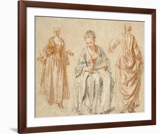 Studies of Three Women-Jean-Antoine Watteau-Framed Art Print