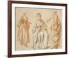 Studies of Three Women-Jean-Antoine Watteau-Framed Art Print