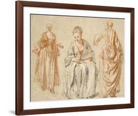 Studies of Three Women-Jean-Antoine Watteau-Framed Art Print