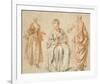 Studies of Three Women-Jean-Antoine Watteau-Framed Art Print