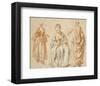 Studies of Three Women-Jean-Antoine Watteau-Framed Art Print