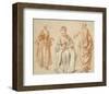 Studies of Three Women-Jean-Antoine Watteau-Framed Art Print