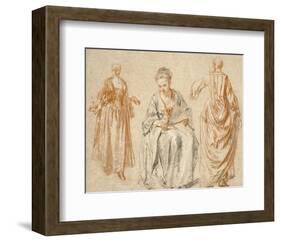 Studies of Three Women-Jean-Antoine Watteau-Framed Art Print