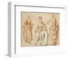 Studies of Three Women-Jean-Antoine Watteau-Framed Art Print