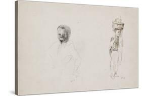 Studies of Two Young Boys with Faint Indications of a Female Figure, 1852-Camille Pissarro-Stretched Canvas